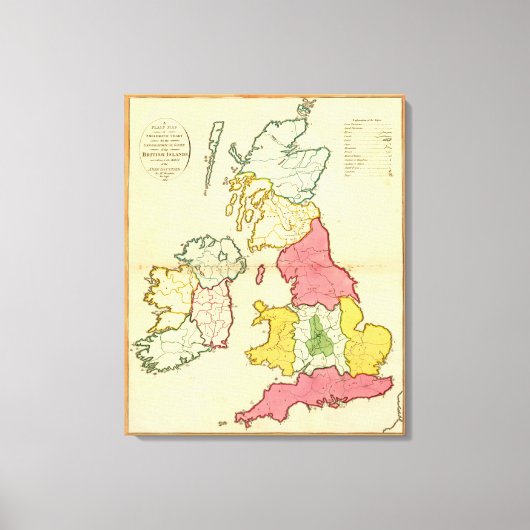 平野の地図とイギリス諸島 キャンバスプリント (正面)
