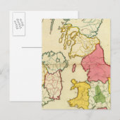 平野の地図とイギリス諸島 ポストカード (正面/裏面)