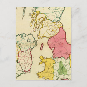 平野の地図とイギリス諸島 ポストカード