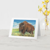 平野のBullのバッファローのアメリカ野牛の野性生物の芸術 カード (黄色い花)