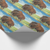 平野のBullのバッファローのアメリカ野牛の野性生物の芸術 ラッピングペーパー (角)