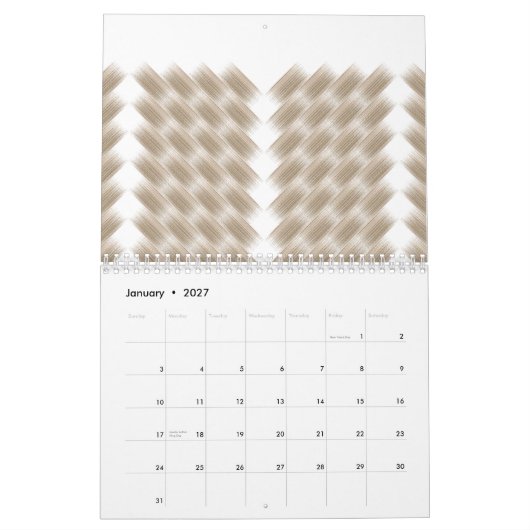 平野を中心とした白い正三角形 カレンダー (1月 2027)