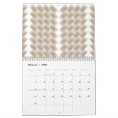 平野を中心とした白い正三角形 カレンダー (2月 2027)