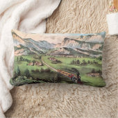 平野を交差させるヴィンテージの鉄道列車 ランバークッション (ブランケット)