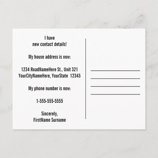 平野及び最小主義の新しい家の郵便はがき 案内ポストカード (裏面)