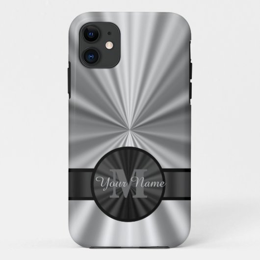 平銀モノグラパーソナライズされたム Case-Mate iPhoneケース (裏面)