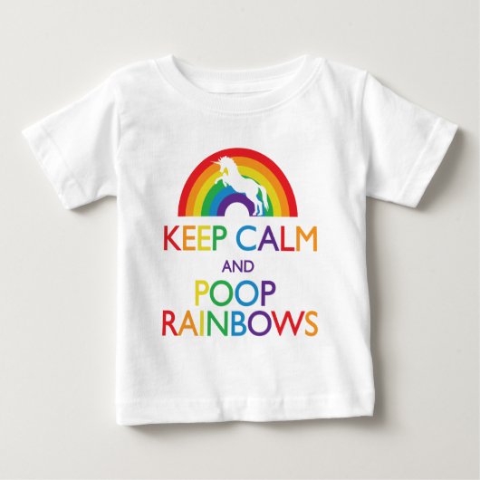 平静およびウンチの虹のユニコーンを保って下さい ベビーTシャツ (正面)