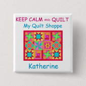 平静およびキルトのパッチワークキルトの名前入りの記章を保って下さい 缶バッジ (正面)