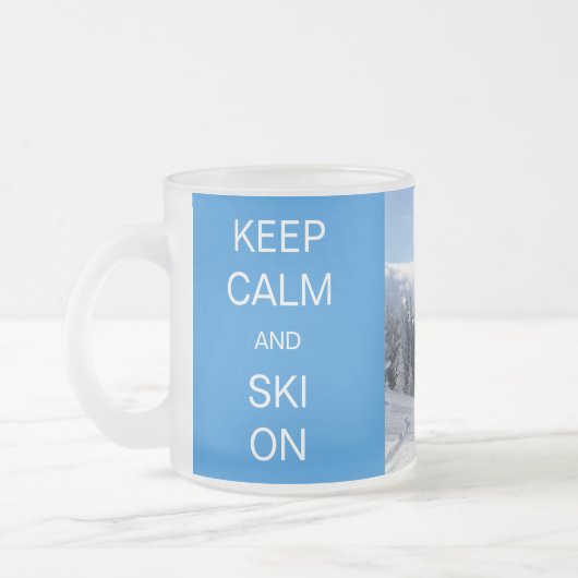 平静およびスキーを保って下さい フロストグラスマグカップ (左)