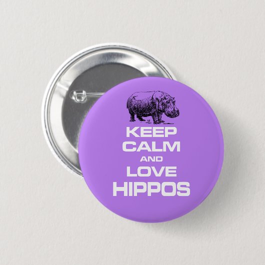 平静および愛カバのHippotamusのおもしろいのデザインを保って下さい 缶バッジ (正面&裏面)