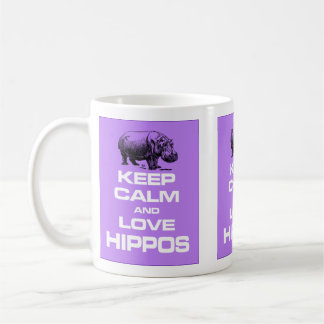 平静および愛カバのHippotamusのデザインの紫色を保って下さい コーヒーマグカップ