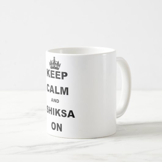 平静およびSHIKSA ON.pngを保って下さい コーヒーマグカップ (正面右)