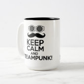 平静およびSteampunkを保って下さい ツートーンマグカップ (正面左)