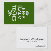 平静そしてテニスをの保って下さい(どの背景色でも) 名刺 (正面/裏面)