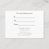 平静のはすの花のマッサージセラピストのギフトカード 割引カード (裏面)