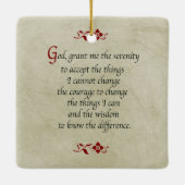 平静の祈りの言葉かヴィンテージのスタイルまたは倍は味方しました セラミックオーナメント (裏面)