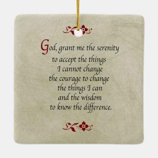 平静の祈りの言葉かヴィンテージのスタイルまたは倍は味方しました セラミックオーナメント (裏面)