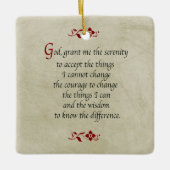 平静の祈りの言葉かヴィンテージのスタイルまたは倍は味方しました セラミックオーナメント (正面)