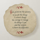 平静の祈りの言葉かヴィンテージのスタイル ラウンドクッション (裏面)