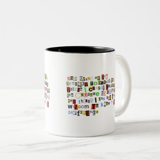 平静の祈りの言葉のマグ ツートーンマグカップ (正面右)