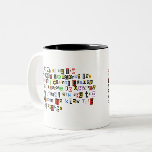 平静の祈りの言葉のマグ ツートーンマグカップ (正面左)