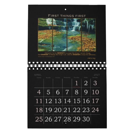 平静の祈りの言葉の神のグラントの引用文のスローガンの回復 カレンダー (4月 2027)