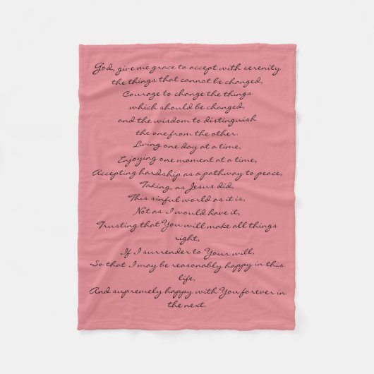 平静の祈りの言葉毛布 フリースブランケット (正面)