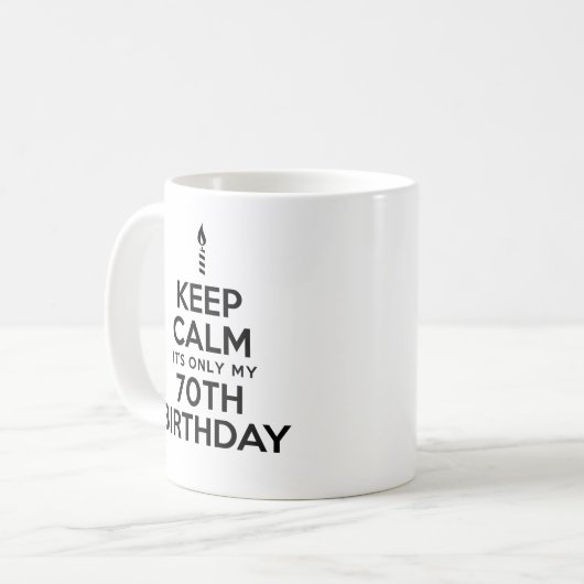 平静の第70誕生日のマグだけ保って下さい コーヒーマグカップ (正面左)