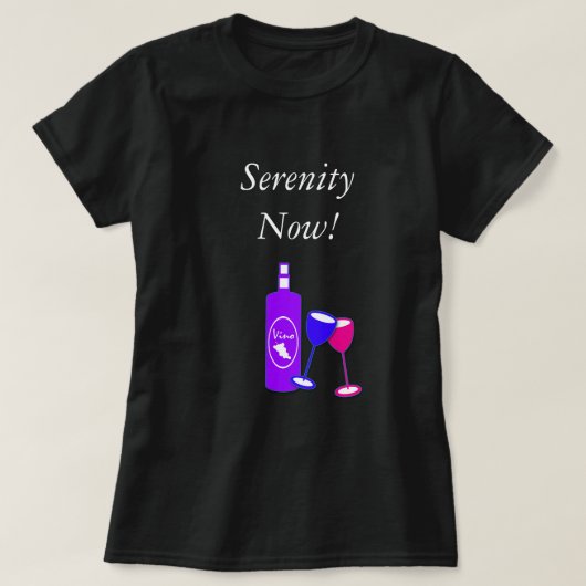 平静は今Tシャツデザインの女性のワインを飲みます Tシャツ (デザイン正面)
