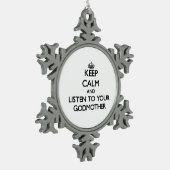 平静を保ち、あなたの教母に聞いて下さい スノーフレークピューターオーナメント (左)