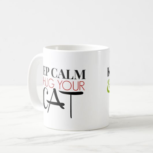 平静を保ち、あなたの猫を抱き締めて下さい コーヒーマグカップ (正面左)