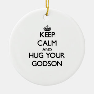 平静を保ち、あなたのGodsonを抱き締めて下さい セラミックオーナメント