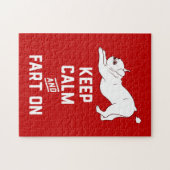 平静を保ち、かわいいフレンチ・ブルドッグと屁をして下さい ジグソーパズル (横)