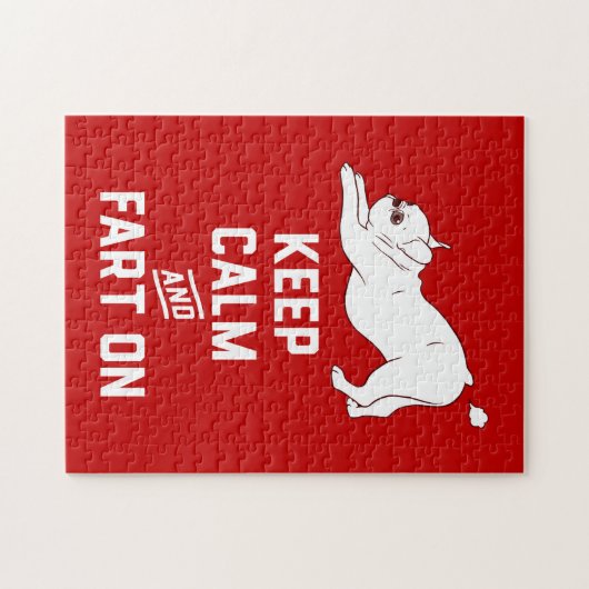 平静を保ち、かわいいフレンチ・ブルドッグと屁をして下さい ジグソーパズル (横)