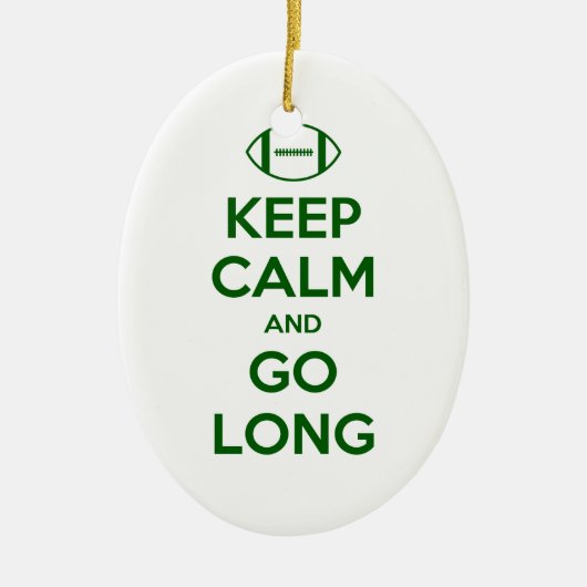 平静を保ち、ずっとフットボールかスポーツまたはnfl行って下さい セラミックオーナメント (正面)