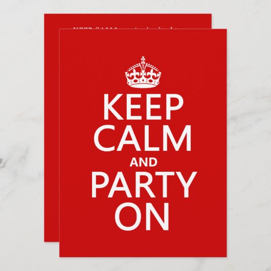 平静を保ち、でパーティを楽しんで下さい(あらゆる色で) 招待状 (正面/裏面)