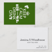 平静を保ち、で飲んで下さい(アイルランド語st patricks) 名刺 (正面/裏面)