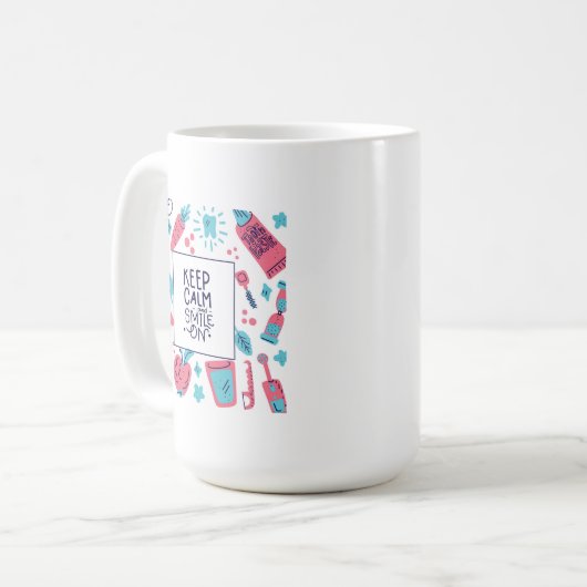 平静を保ち、|のかわいい句で微笑させて下さい コーヒーマグカップ (正面左)
