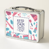平静を保ち、|のかわいい句で微笑させて下さい メタルランチボックス (裏面)