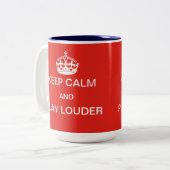 平静を保ち、より騒々しいマグを遊んで下さい ツートーンマグカップ (正面左)