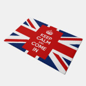 平静を保ち、イギリスの旗の英国国旗と入って来て下さい ドアマット (アングル)