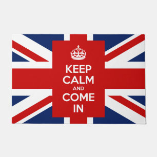 平静を保ち、イギリスの旗の英国国旗と入って来て下さい ドアマット