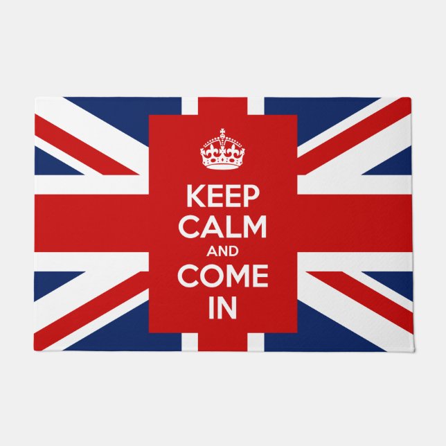 平静を保ち、イギリスの旗の英国国旗と入って来て下さい ドアマット (正面)