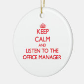 平静を保ち、オフィスマネージャーに聞いて下さい セラミックオーナメント (左)
