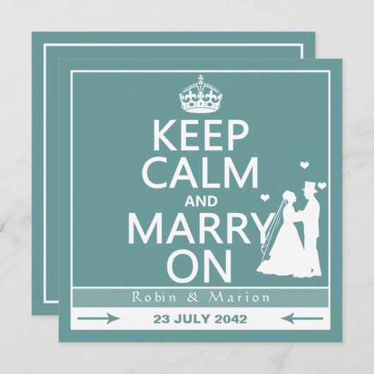 平静を保ち、オン新郎新婦を結婚して下さい 招待状 (正面/裏面)