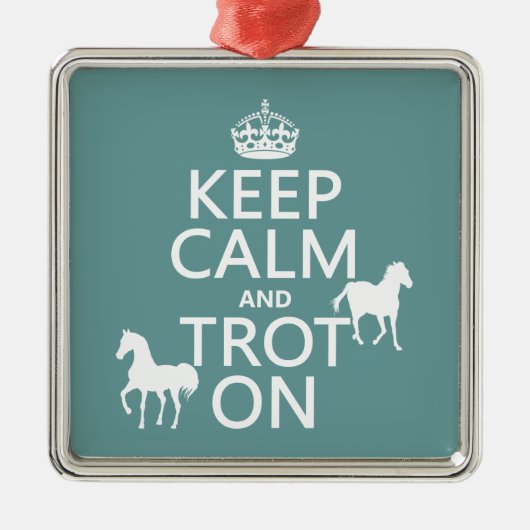 平静を保ち、オン馬-すべての色小走りに走って下さい メタルオーナメント (正面)