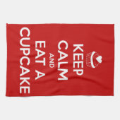 平静を保ち、カップケーキの赤を食べて下さい キッチンタオル (横)