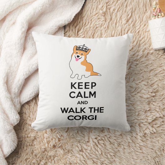 平静を保ち、コーギーかわいい犬歩かせて下さい クッション (ブランケット)