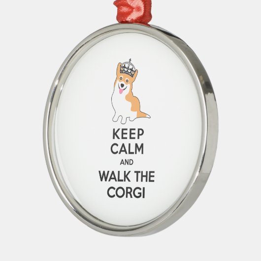 平静を保ち、コーギーかわいい犬歩かせて下さい メタルオーナメント (左)
