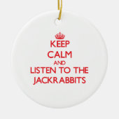 平静を保ち、ジャックウサギに聞いて下さい セラミックオーナメント (正面)